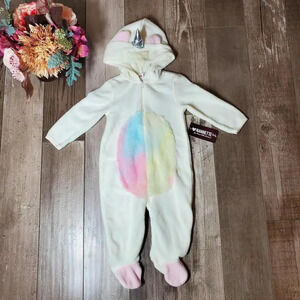 NWT Nannette Baby Girls Unicorn Footie Bodysuit Size 6-9M Cream White